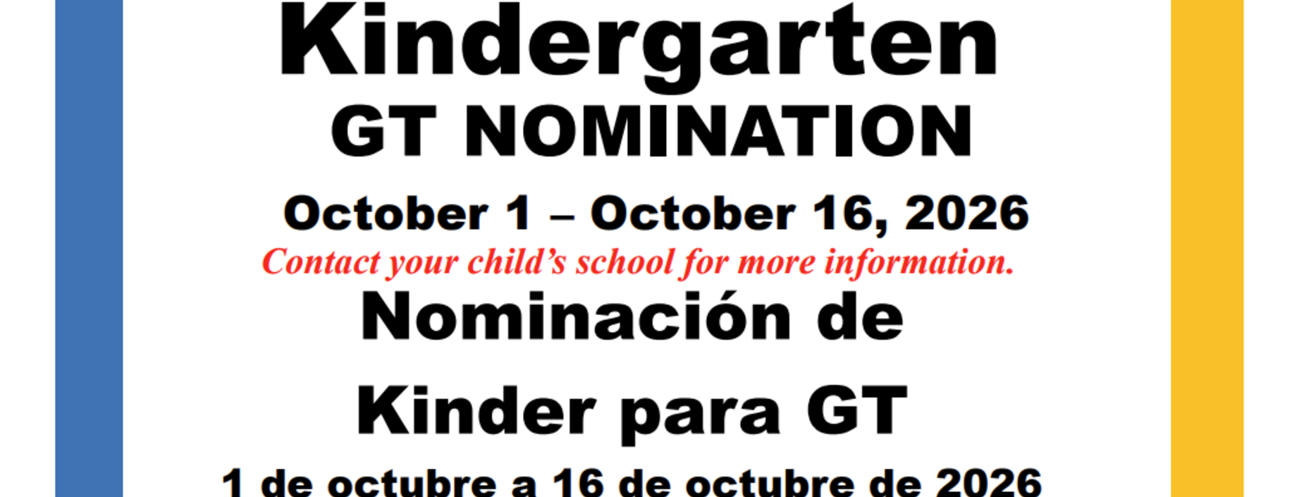 GT Kinder Nominations October 2026