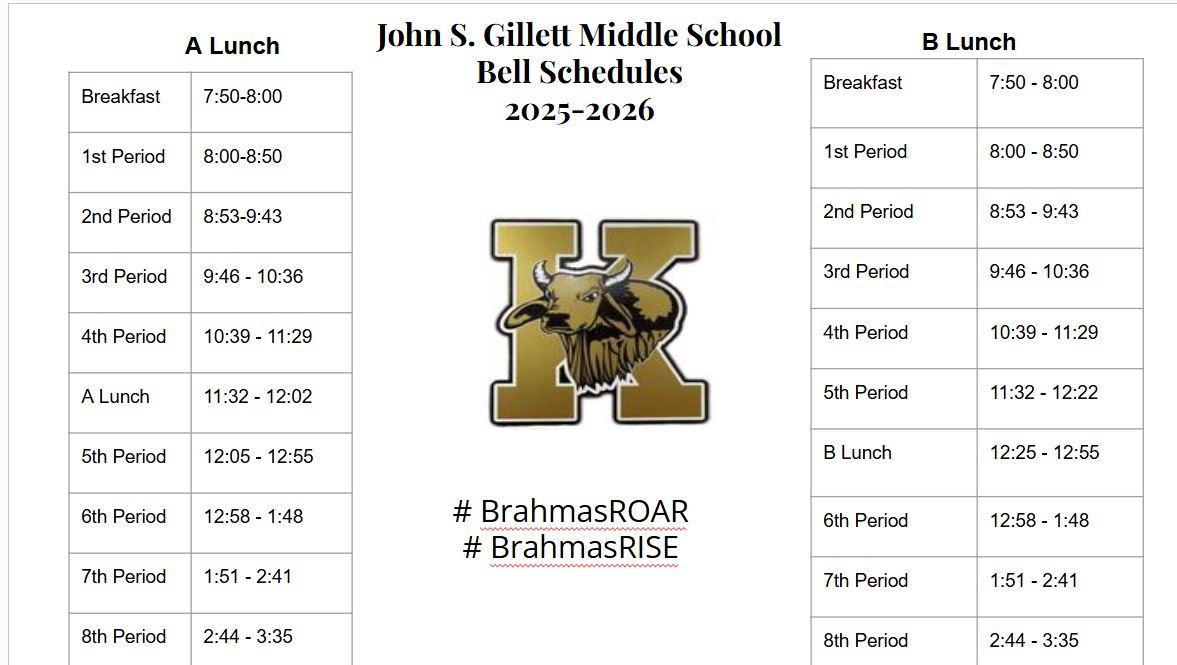 GMS 2025-2026 Bell Schedule