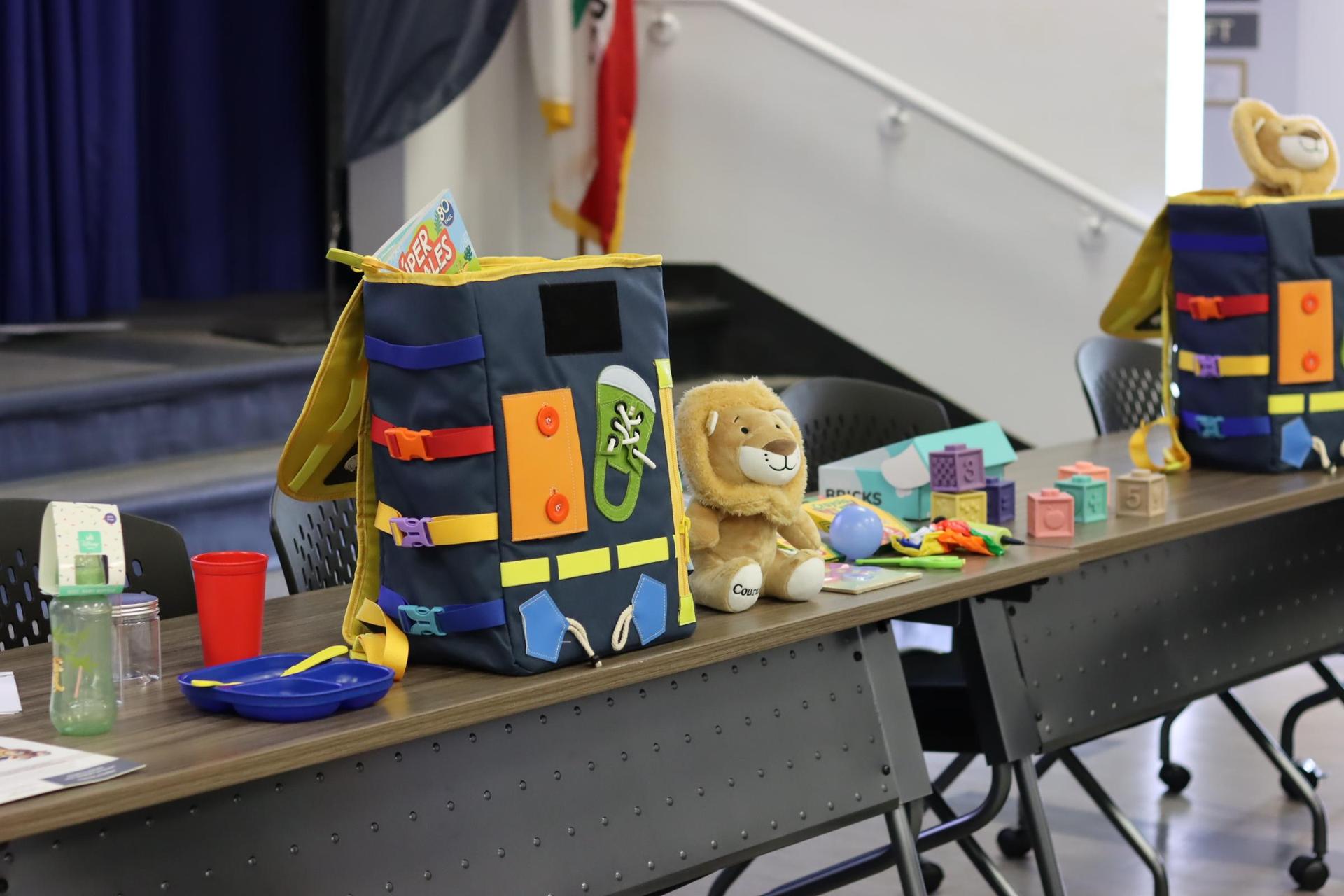backpacks and toys