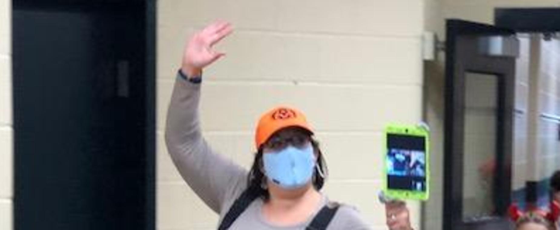 Penns Valley Rams Online join Mrs. Feltenberger for the annual fall parade that was modified this year.