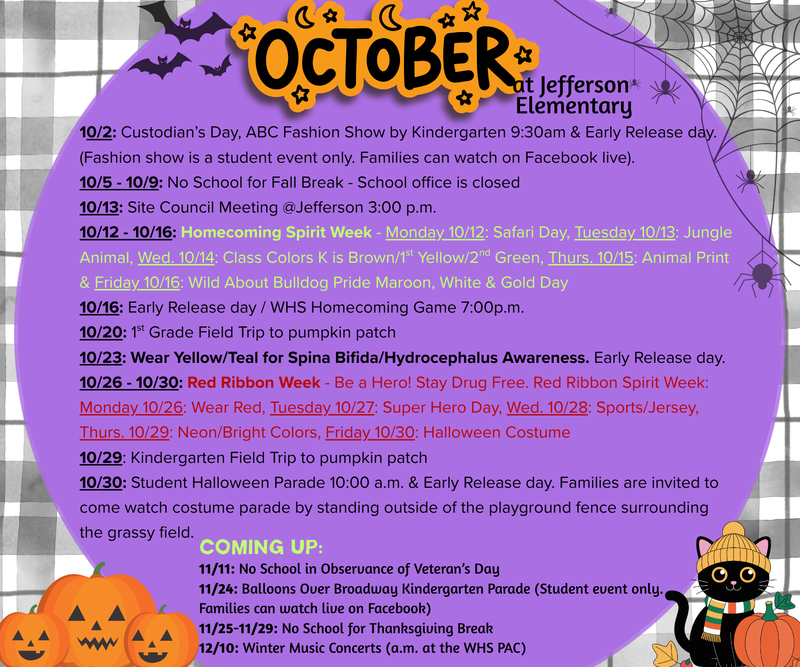 calendar for October events