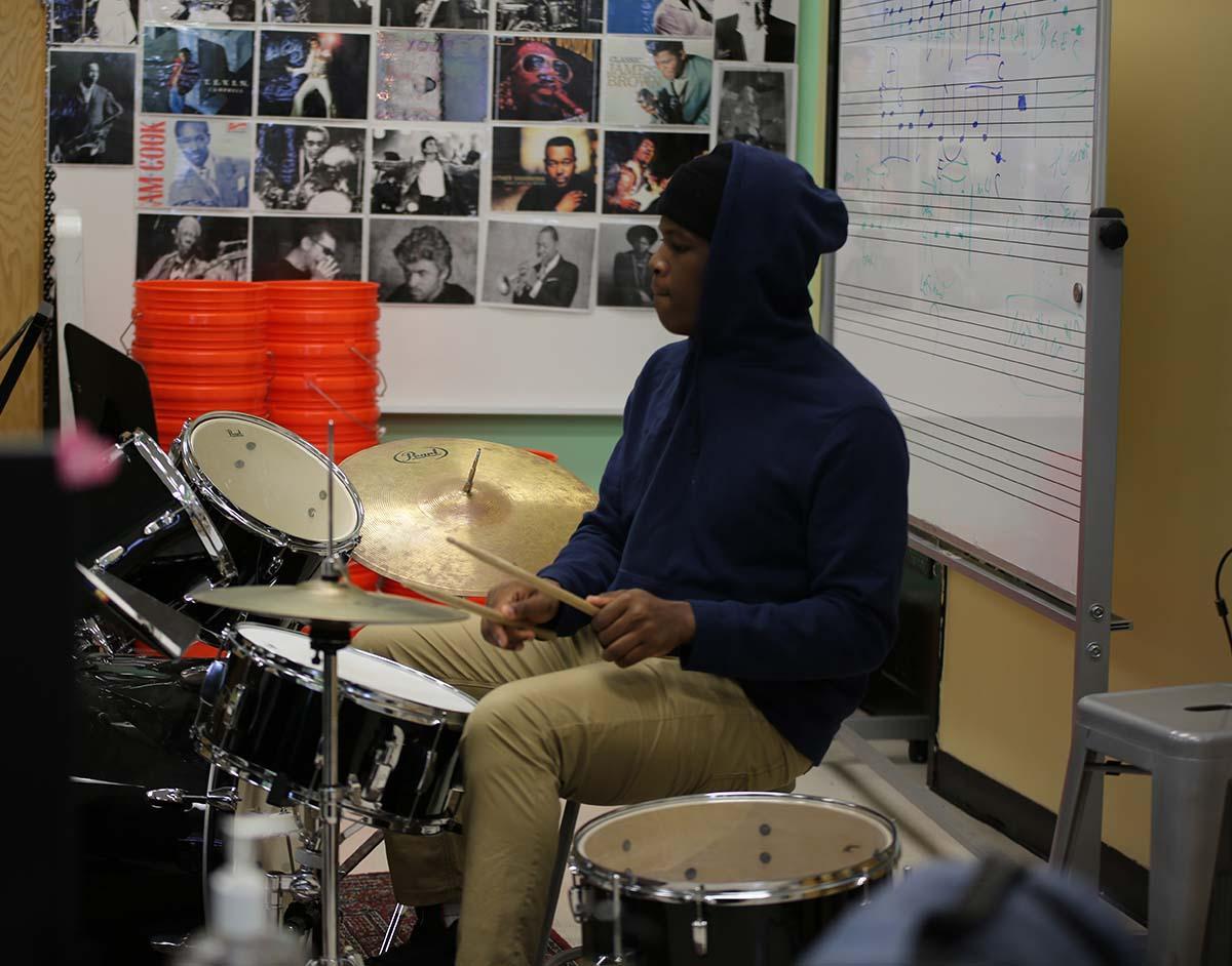 CMSA Students playing drums.
