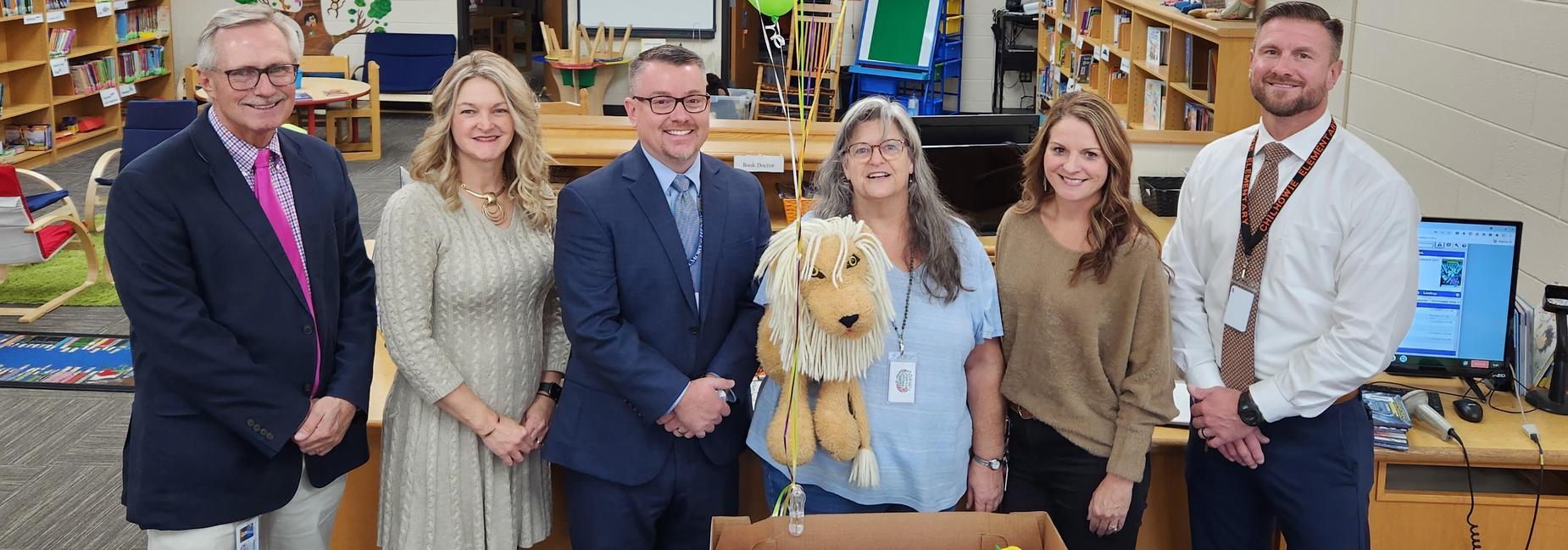 photo of Smyth County Teacher of the Year for 2023-24 Melanie Smith, along with Central Office and School Administrators