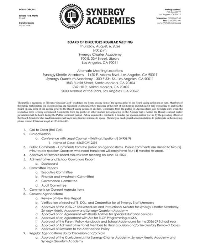 Board Meeting Agenda 8/6/26 Featured Photo