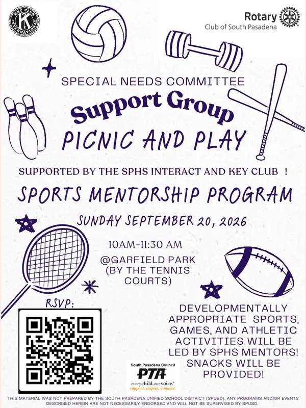 Special Needs Committee Support Group Picnic & Play - Sun. Sep. 20 Featured Photo