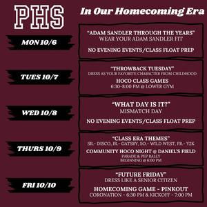 Hoco week schedule