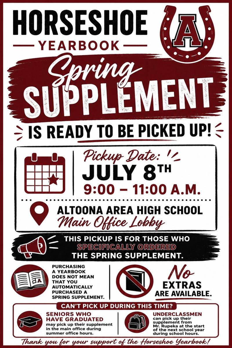 Horseshoe Yearbook Spring Supplement Pick up flyer