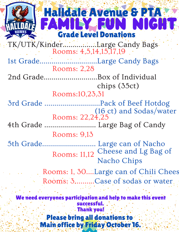 Grade level donations flyer