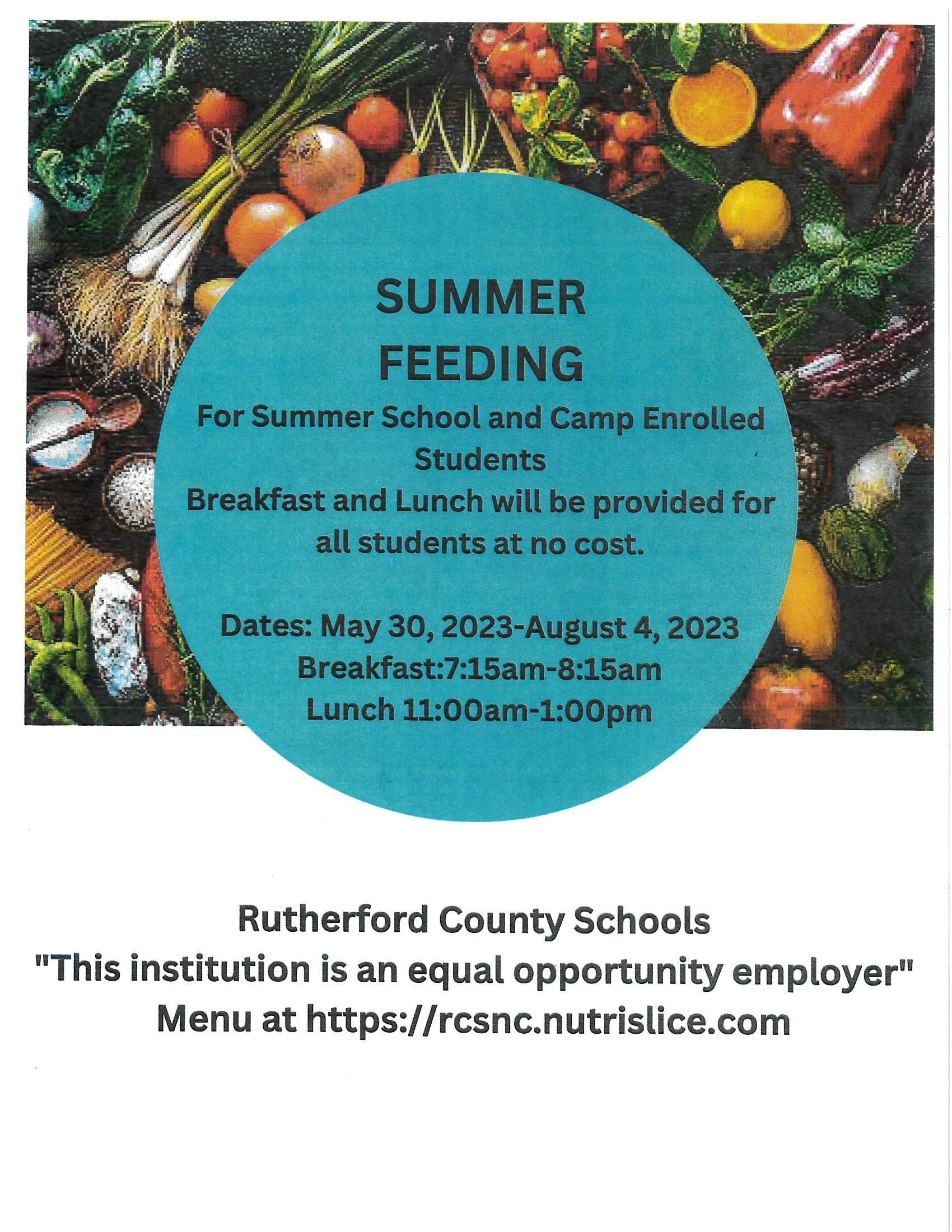RCS Summer School And Camp Feeding Harris Elementary School