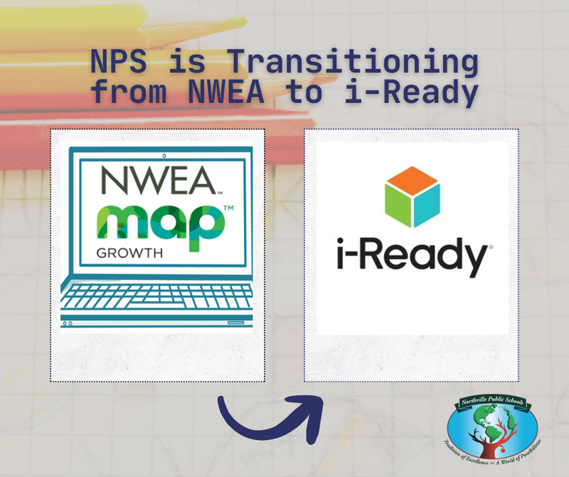 NWEA logo with arrow pointing to i-ready logo