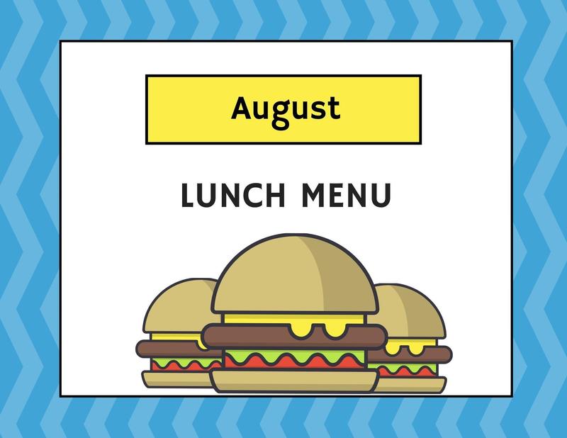 Aug. Lunch Menu