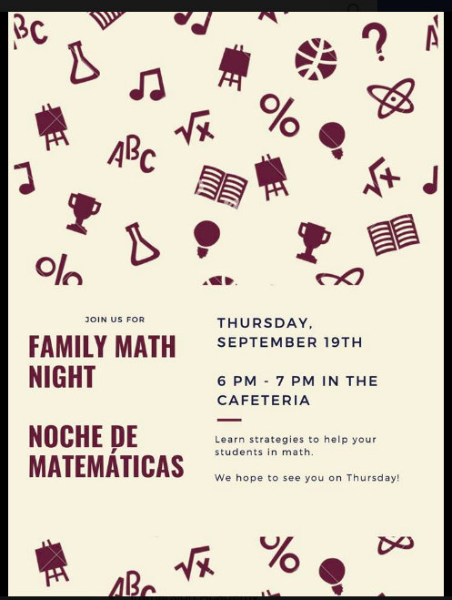 Family Math Night/ Noche de Matemáticas en Familia
