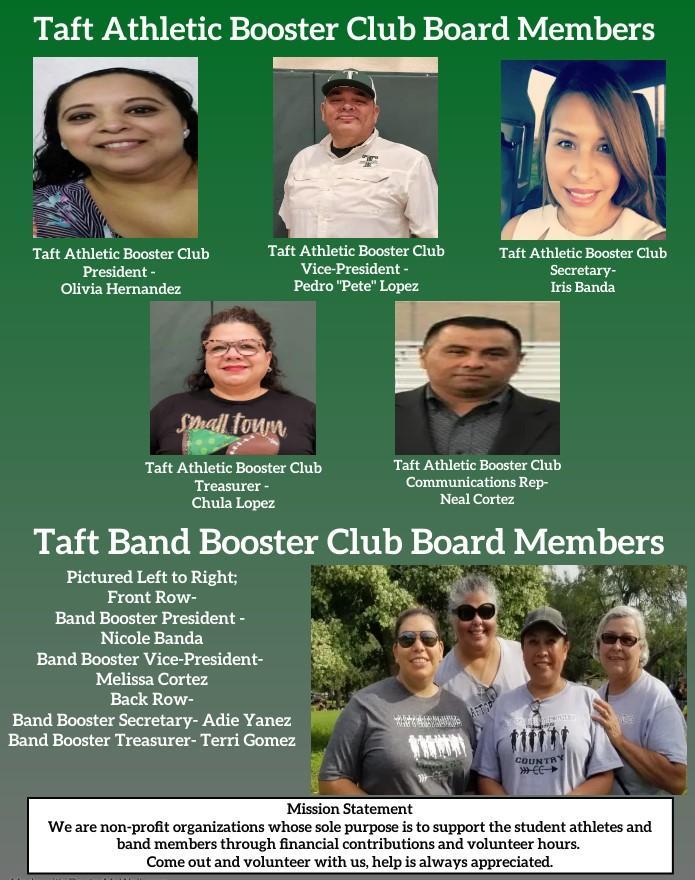 Taft Booster Club Board Members Athletics Taft Independent School