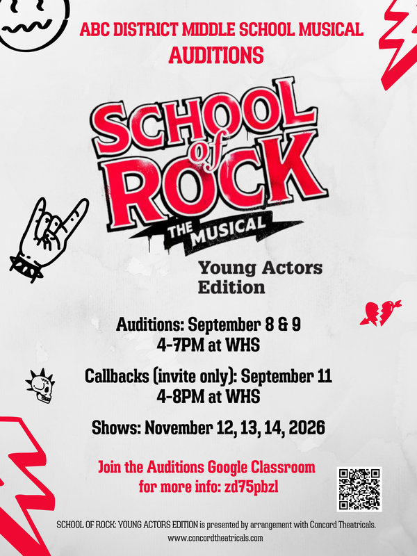 School of Rock auditions flyer