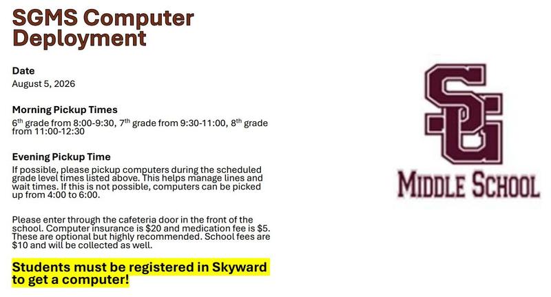SGMS Computer Deployment August 5th