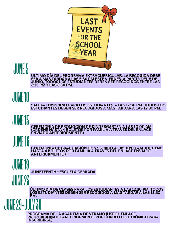 End of year flyer spanish