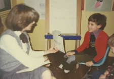 Teacher and student archival photo.