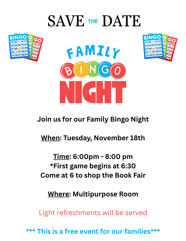 Grade 2-5 Bingo Night