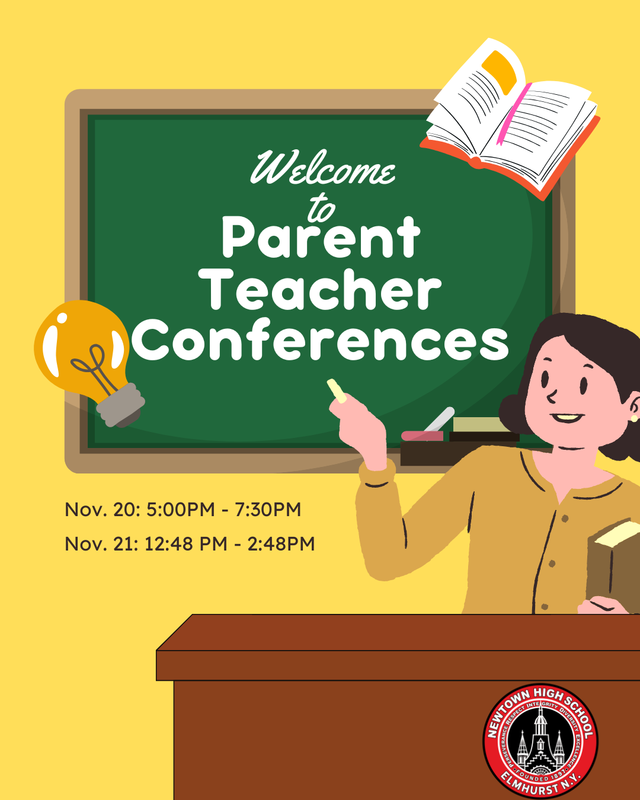 Parent Teacher Conference Flyer. Nov. 20  5:00PM - 7:30 PM; Nov. 21 12:48PM - 2:48 PM