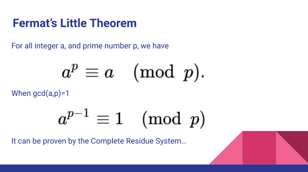 A slide from Huang’s favorite lecture topic: number theory.