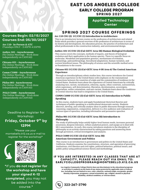 ELAC Spring Dual Enrollment Flyer