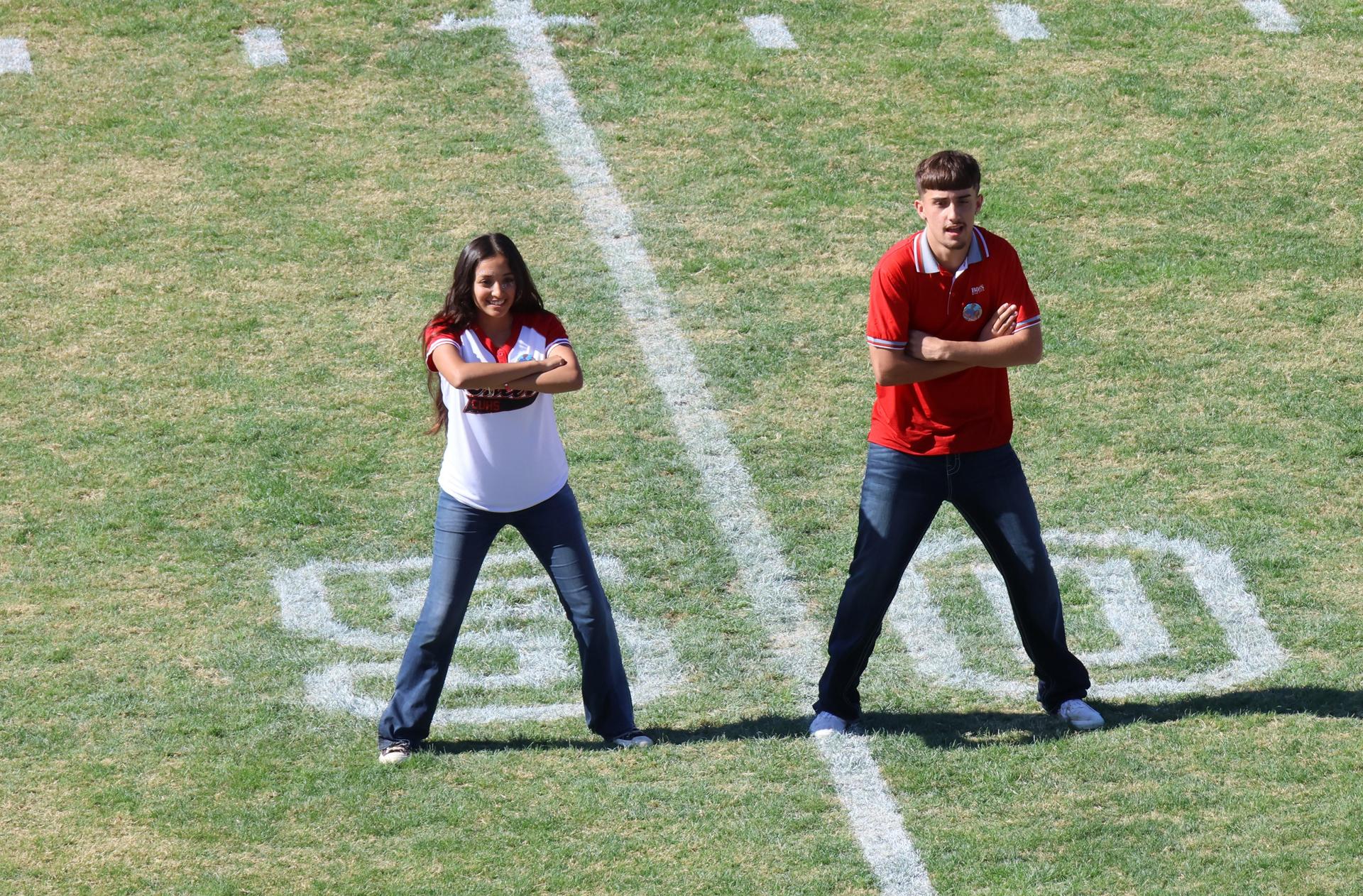students and staff at the homecoming rally