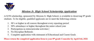 8th grade scholarship