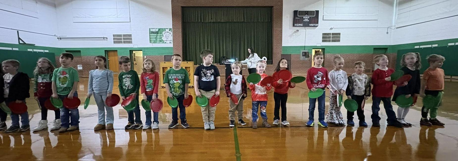 Kindergartners at the Christmas Carols Sing-Along