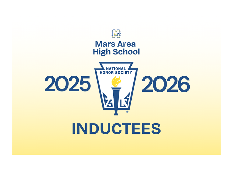Banner for 2025-2026 National Honor Society inductees at Mars Area High School.