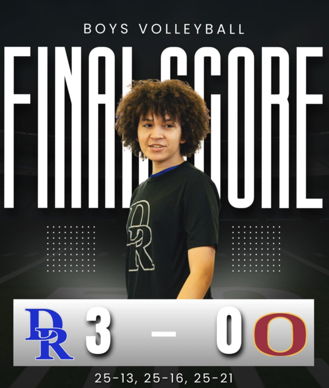 student athlete in graphic with score of 3-0