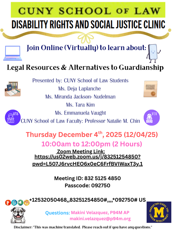 English- text with icons about disability rights