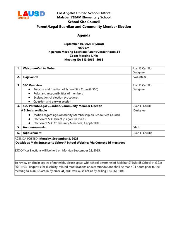 SSC Agenda