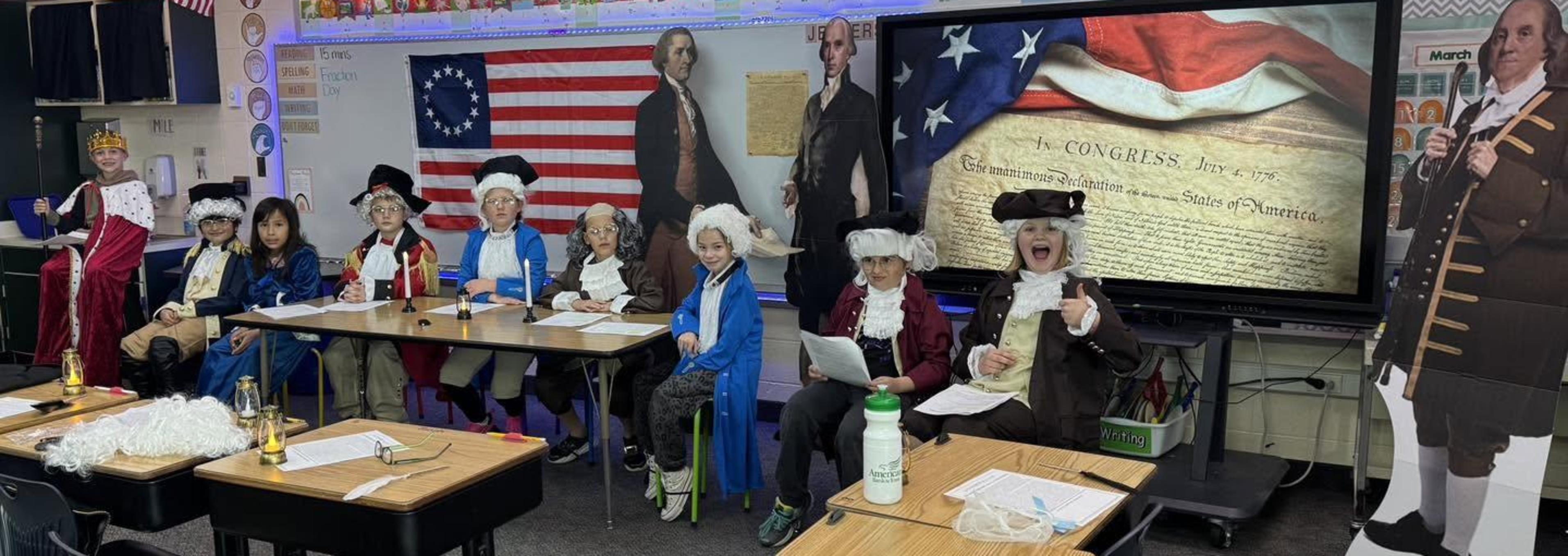 Elementary Students Dressed up as Continental Congress