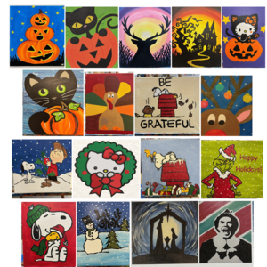 Options for attendees to paint at the classes.