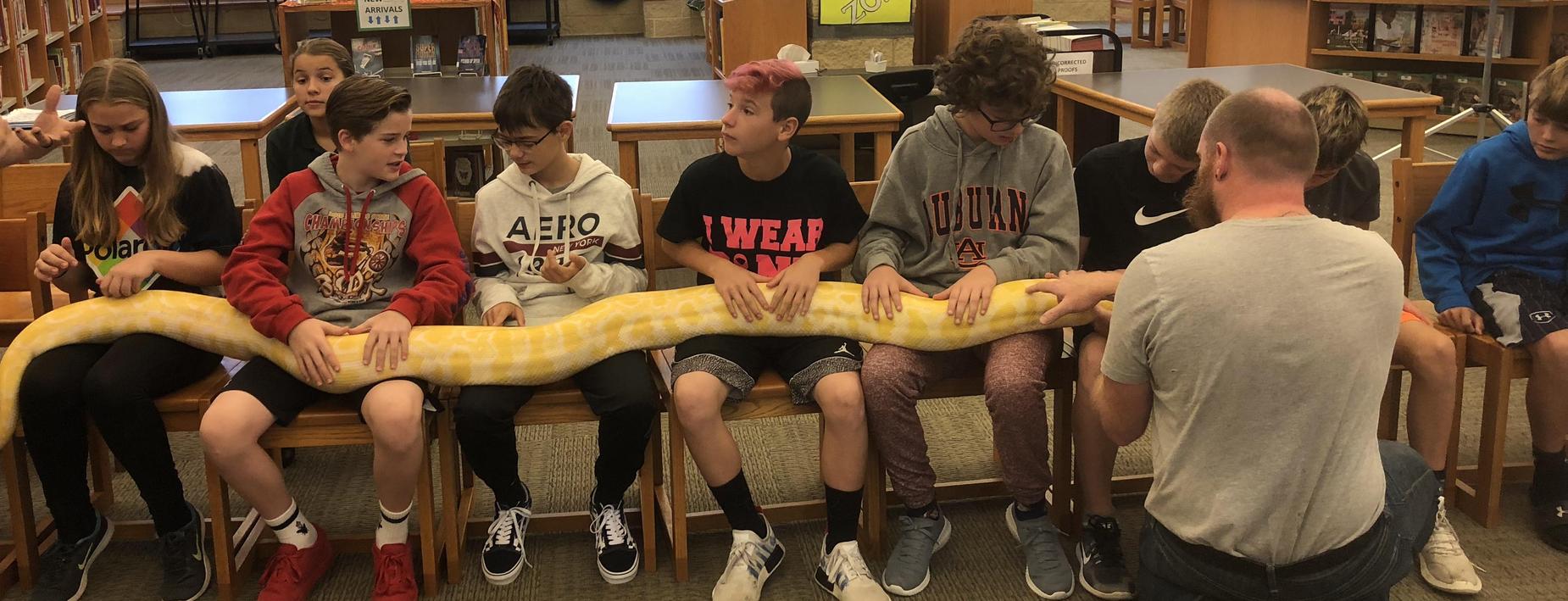 Snake came to visit the middle school