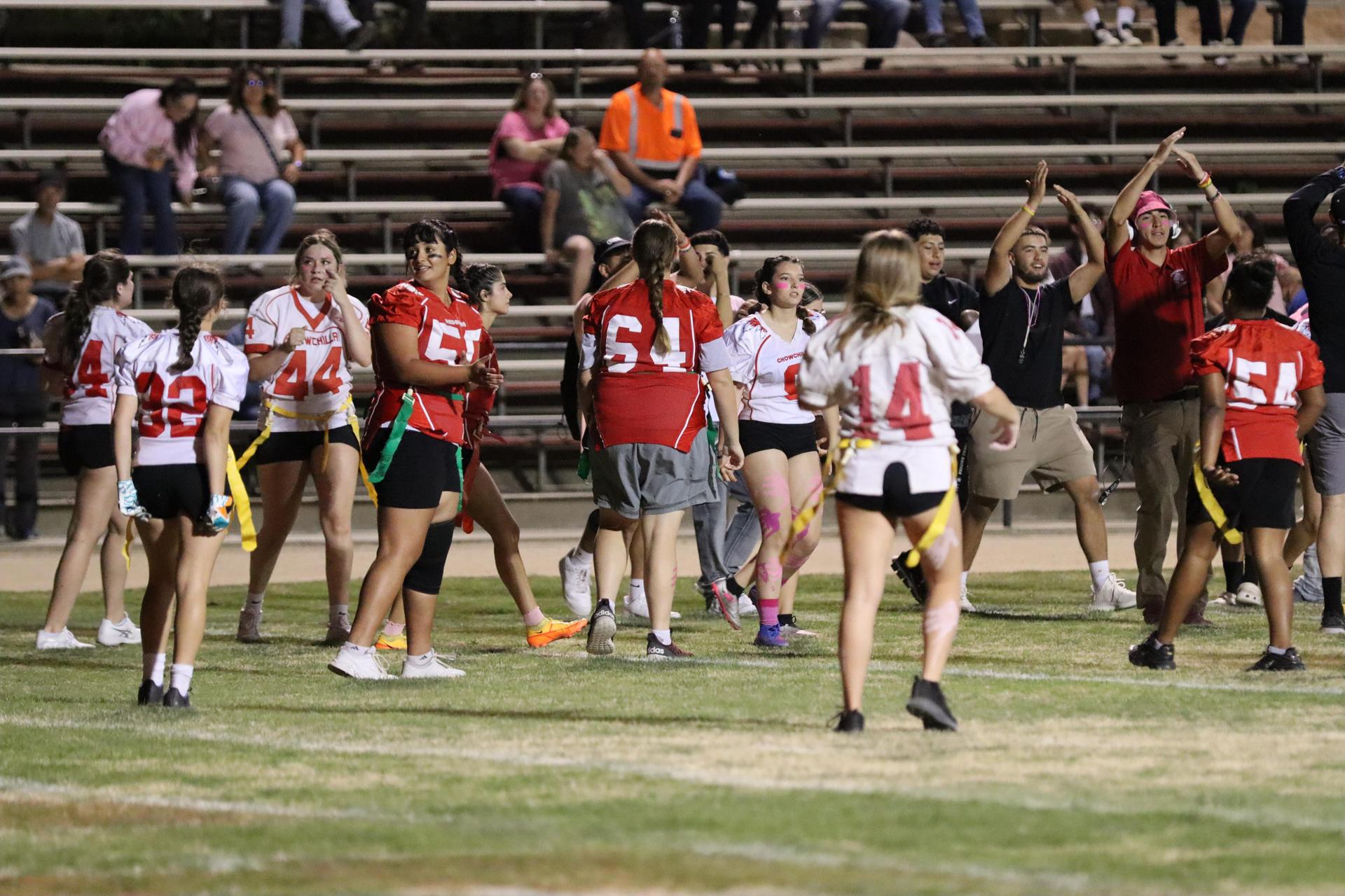 girls playing flag football