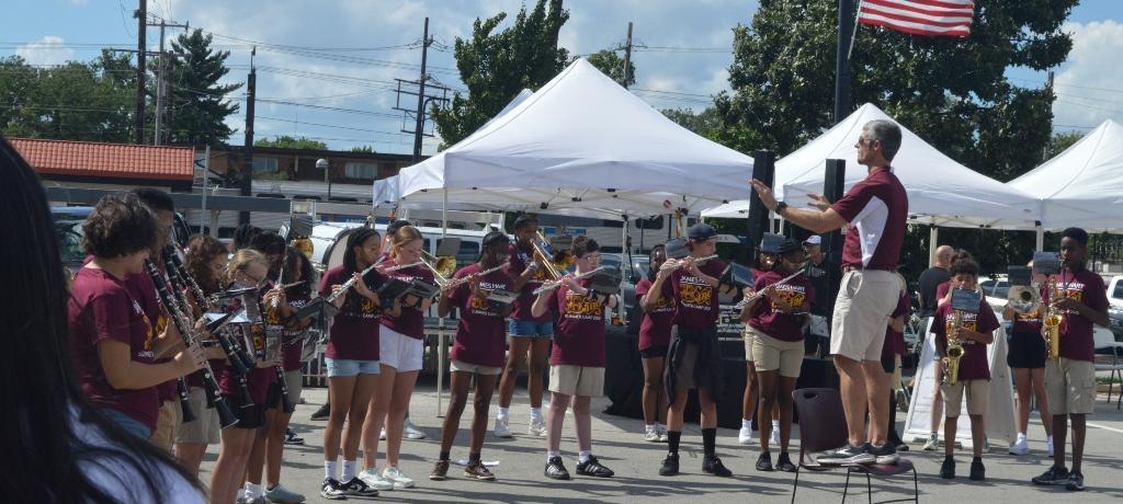 Band performs at outdoor fest.