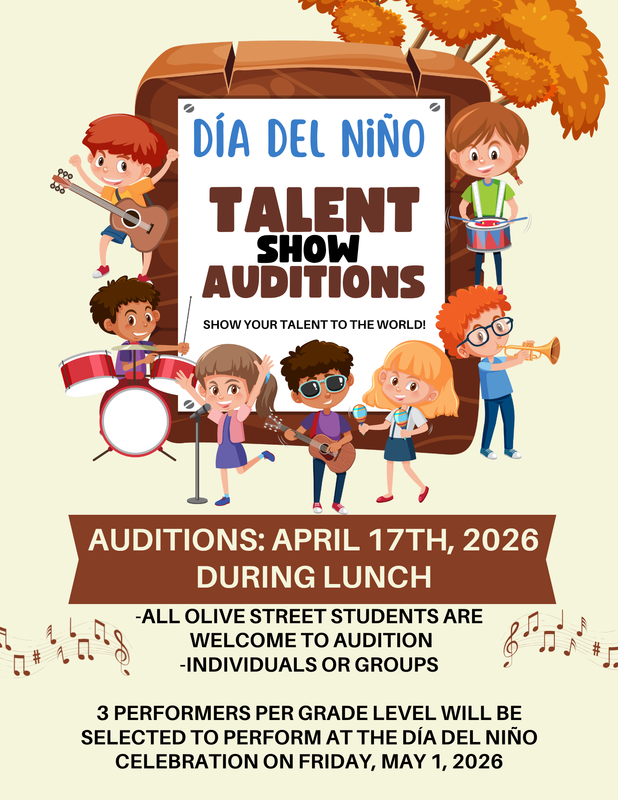 Flyer for upcoming Talent Show. Auditions 4/19