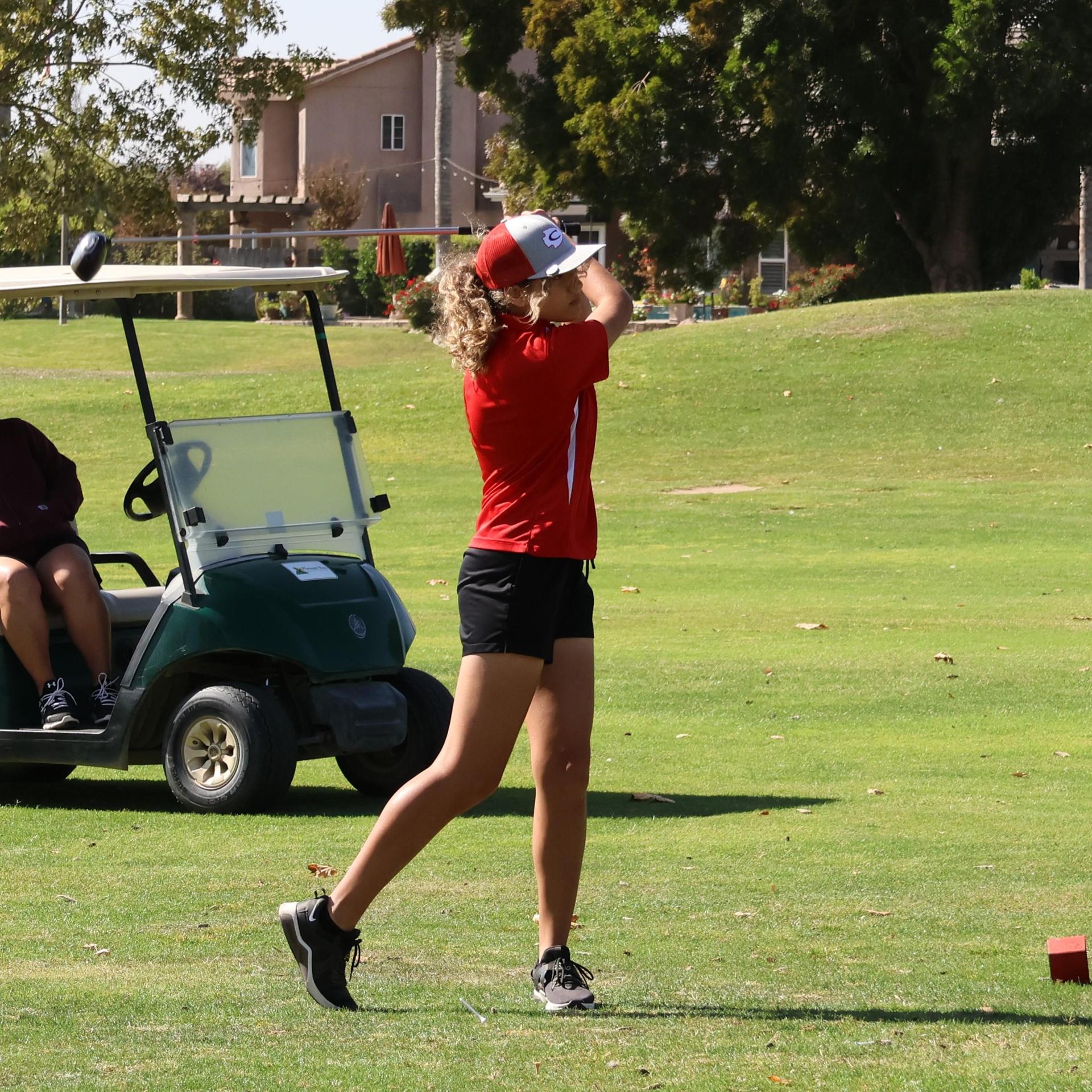 Girls golfers in action at the championships