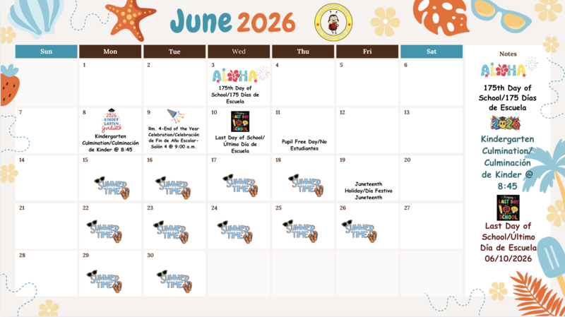 Monthly Calendar/Calendario Mensual