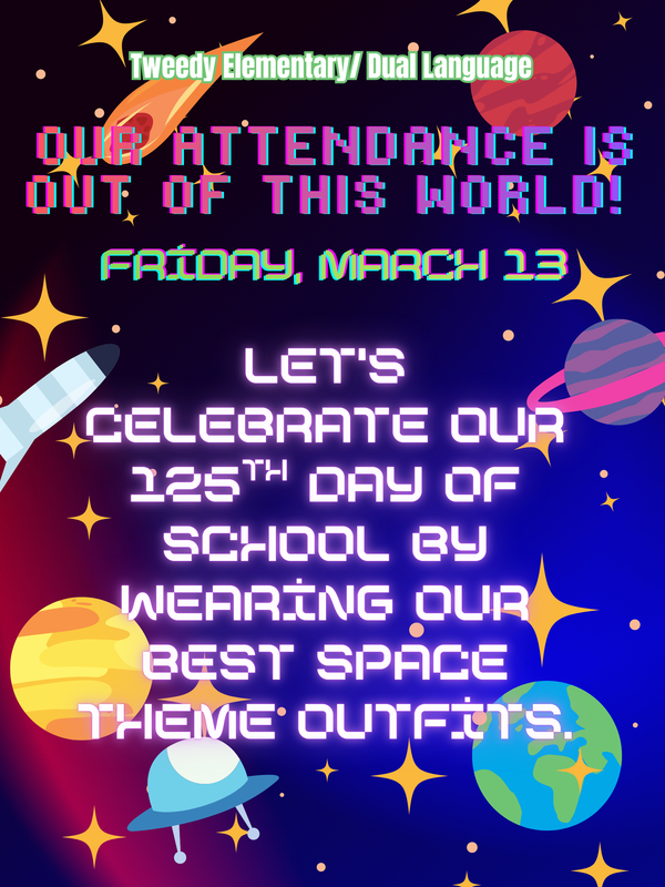 125th day of school celebration English flyer