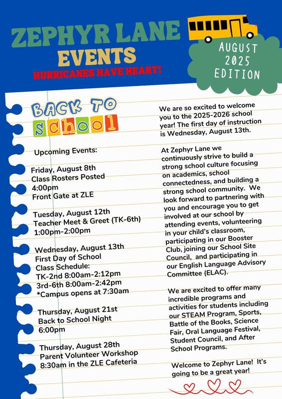 August Zephyr Lane Events