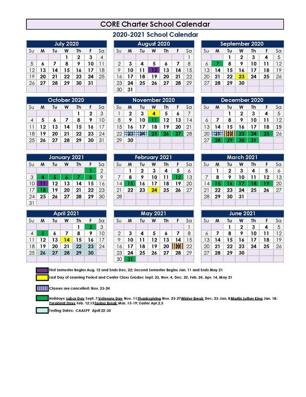 2020-21 Parent Calendar