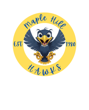 Logo depicting a blue hawk with the text 'Maple Hill Hawks' and establishment year.
