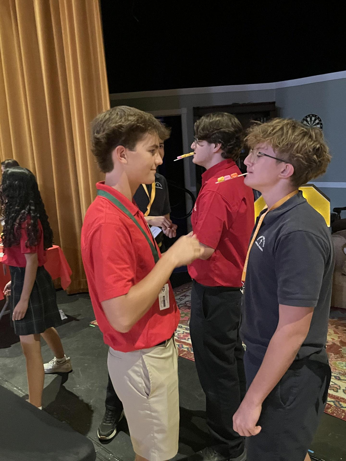 Students playing a game at shadow day