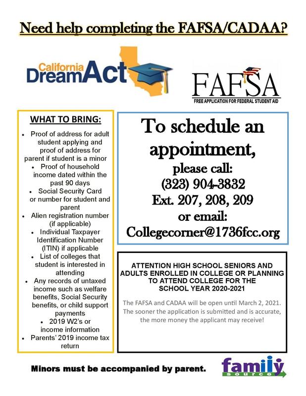 Need Help Completing the FAFSA/CADAA? Featured Photo