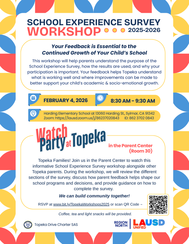School Experience Survey workshop watch party flyer