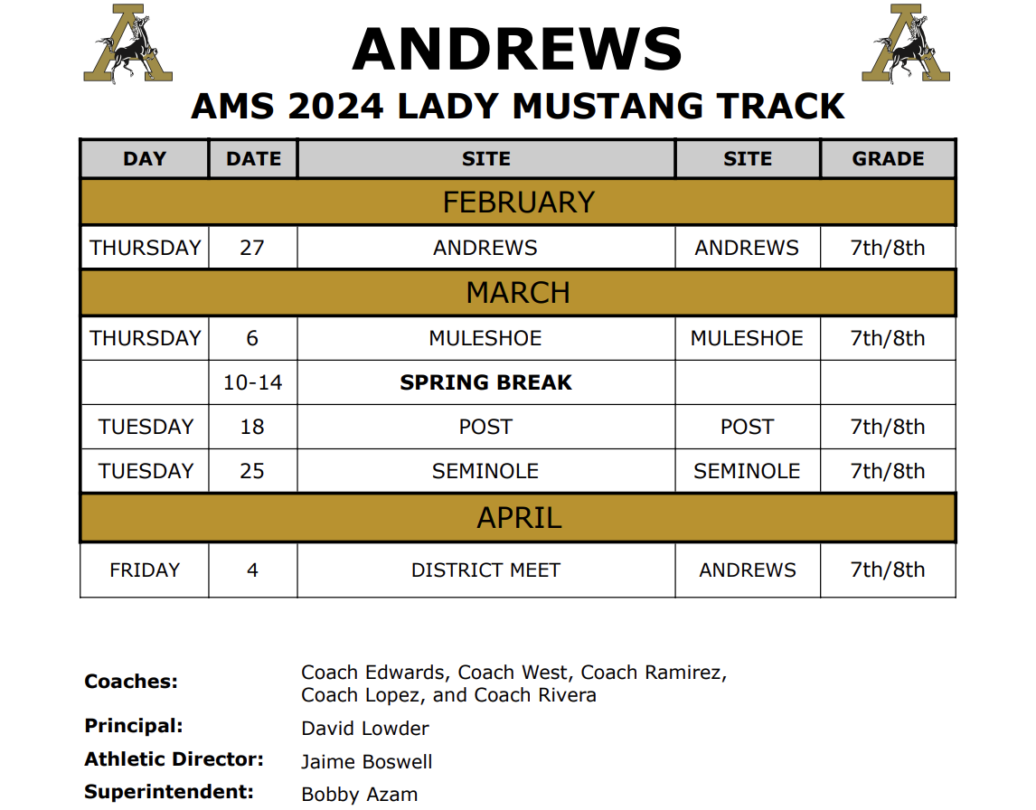 AMS Track Schedule