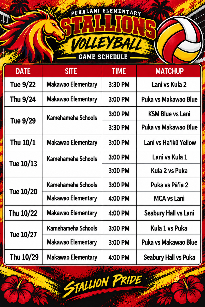 2026 VBall Schedule