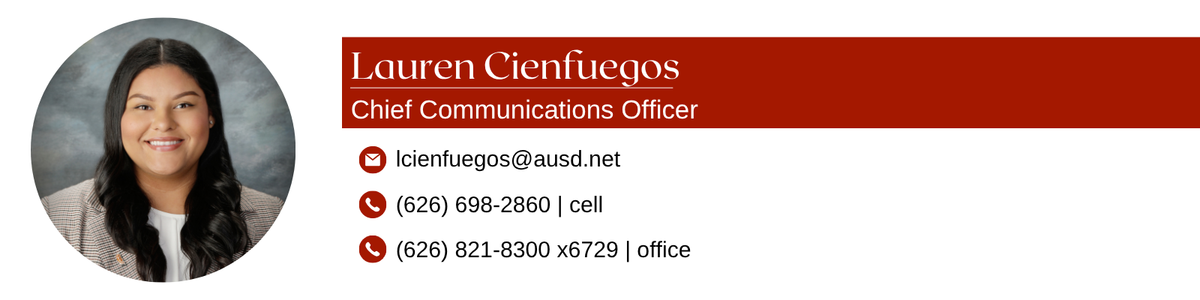 Contact Information and Headshot of Chief Communications Officer Lauren Cienfuegos cell phone number 6266982860